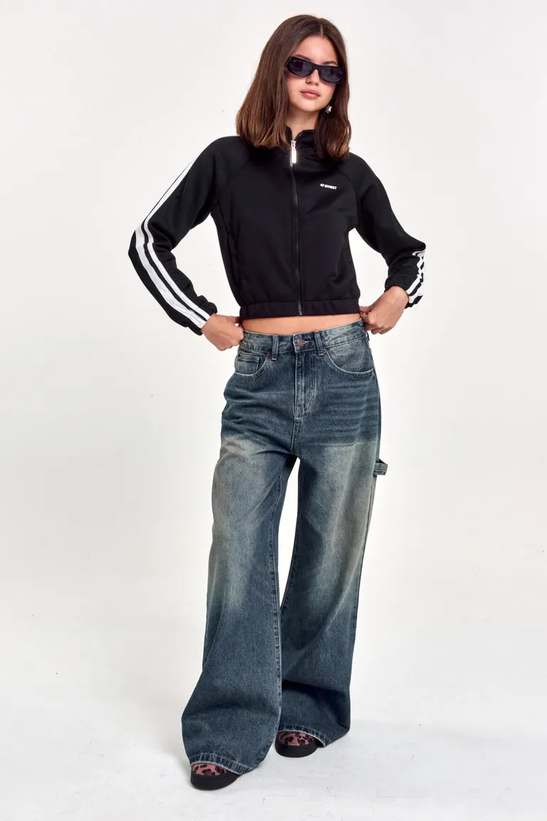 Pantalones de mezclilla de tiro medio y pierna ancha con lavado artesanal de 47 Street en Pantalones para argentina