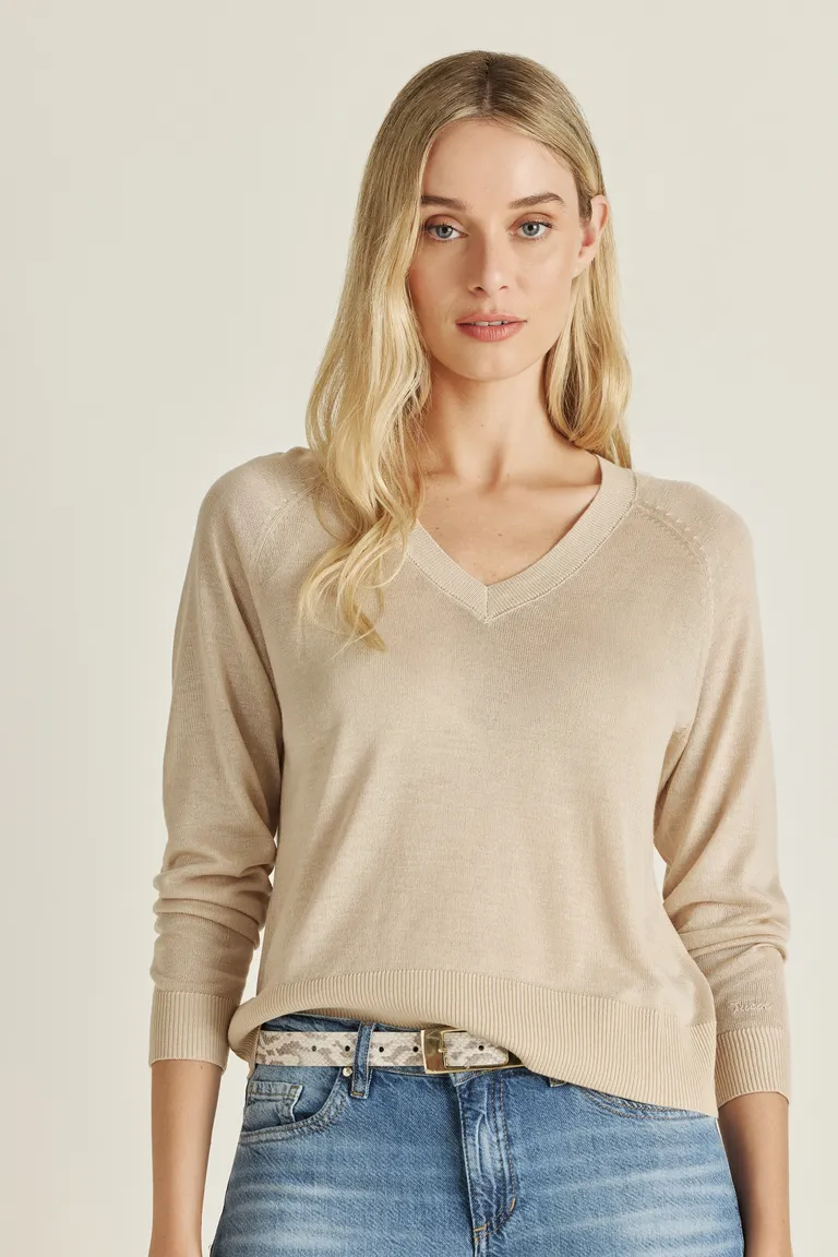 Versátil Suéter de Viscosa con Escote Pronunciado para Mujer de Tucci en Buzos y Sweaters para argentina