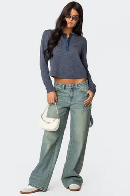 Top henley textura waffle de Edikted en Buzos y Sweaters para argentina