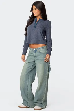 Top henley textura waffle de Edikted en Buzos y Sweaters para argentina