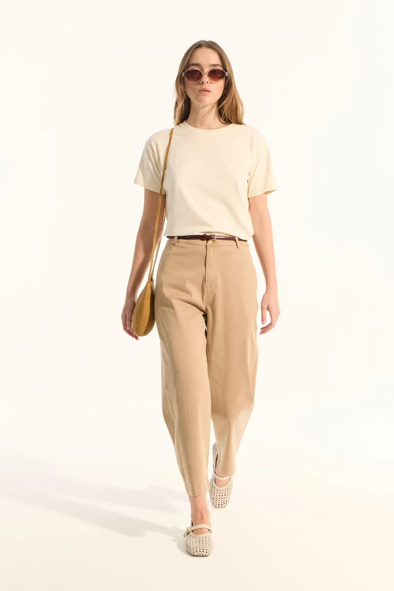 Pantalón garment dye de tiro alto y pierna ancha para mujer de Portsaid en Pantalones para argentina