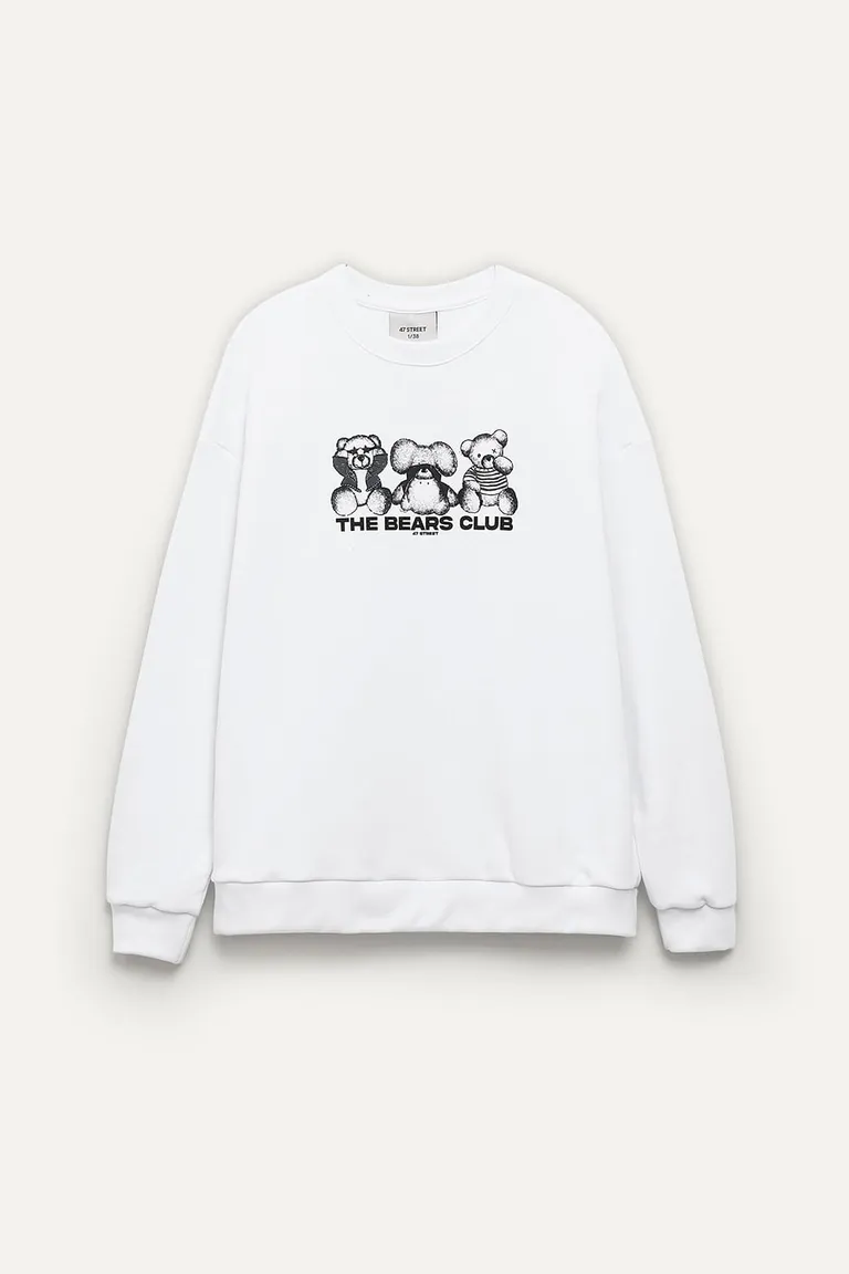 Buzo blanco con estampa de osos, prenda versátil y abrigada para el día a día de 47 Street en Buzos y Sweaters para argentina