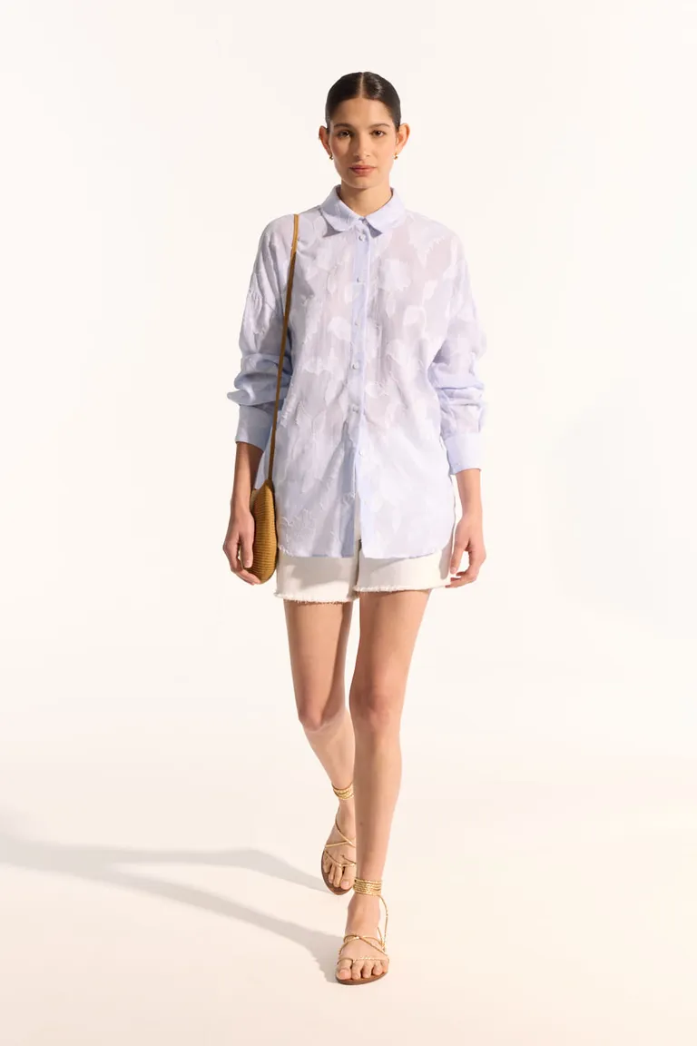 Camisa de algodón de corte holgado con estampado y rayas para mujer de Portsaid en Camisas para argentina