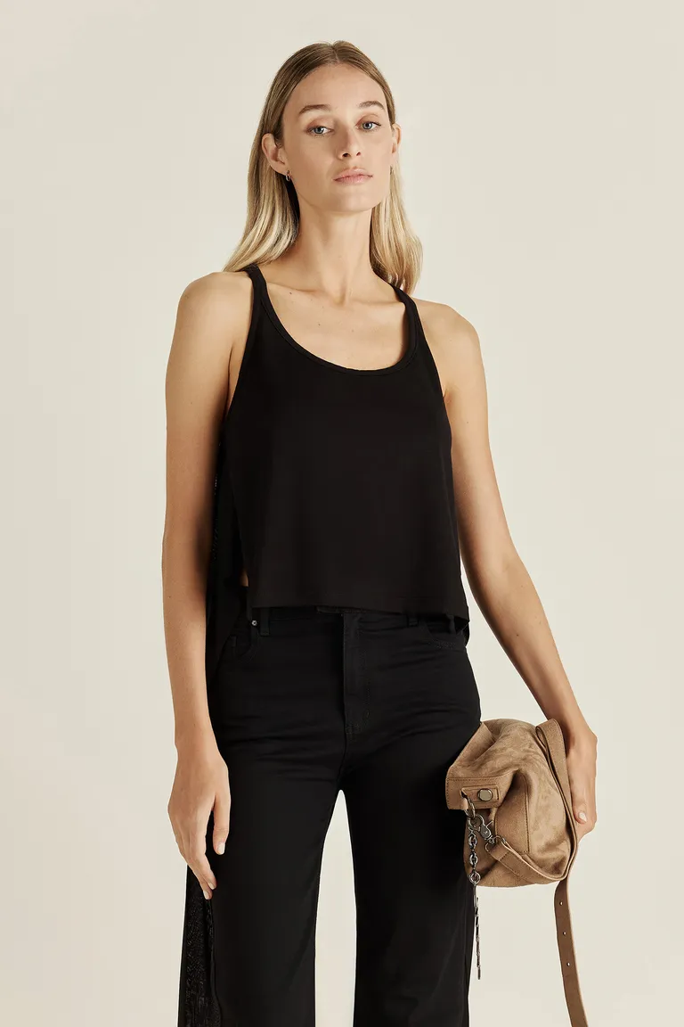 Top cami negro - Prenda femenina y ajustable para lucir con estilo de Tucci en Tops para argentina