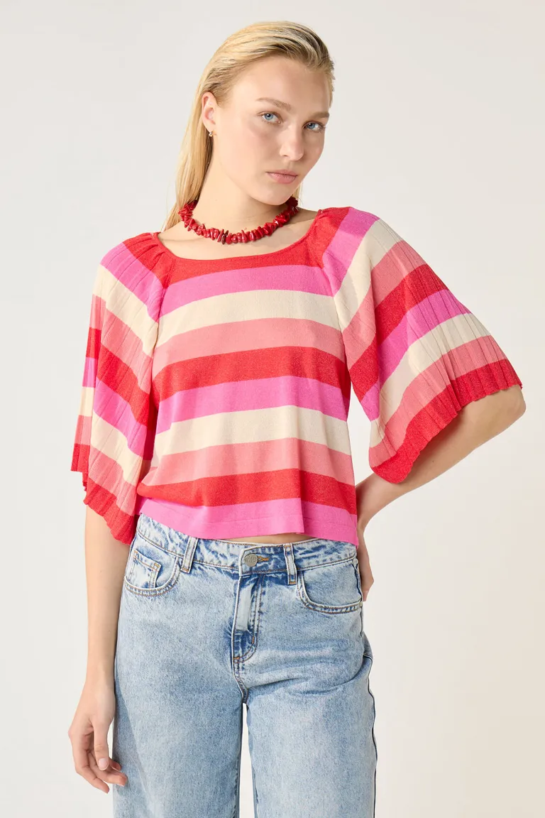 Remera de Rayas en Tonos Rosados para Mujer de Cuesta Blanca en Remeras para argentina