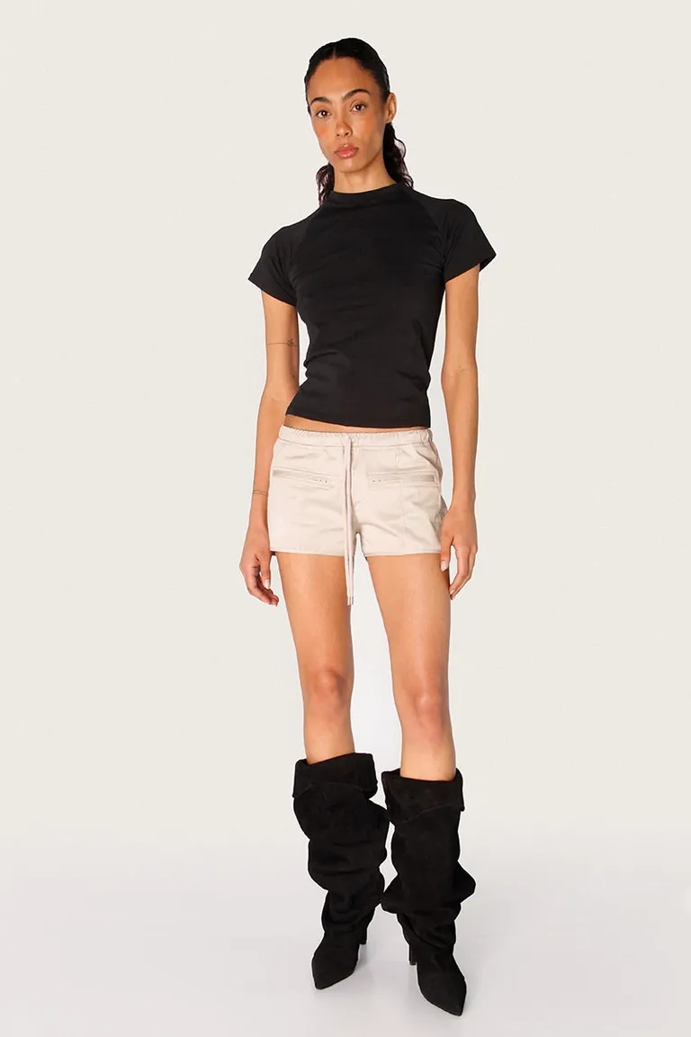 Shorts de gabardina con cintura ajustable y terminales personalizadas de Sofia Sarkany en Shorts para argentina