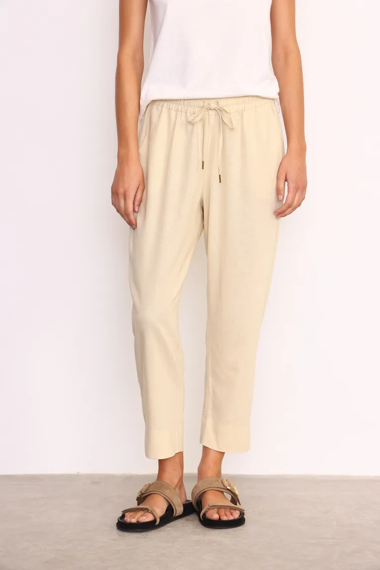 Pantalón de lino con cintura elastizada, prenda cómoda y versátil para el armario femenino de Yagmour en Pantalones para argentina