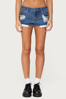 Shorts micro denim tiro bajo devin de Edikted en Shorts para argentina