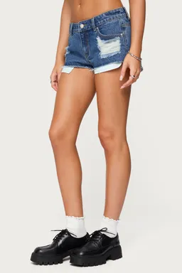 Shorts micro denim tiro bajo devin de Edikted en Shorts para argentina