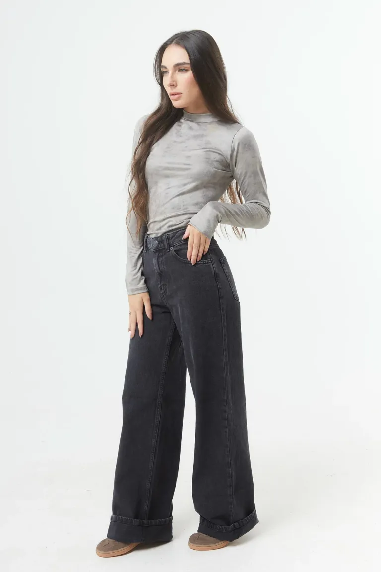 Body gris de lycra de manga larga para mujer - Prenda versátil para día y noche de Belle en Bodies para argentina