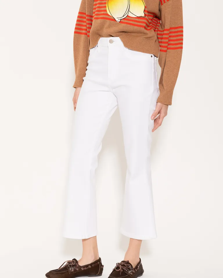 Jeans Cropped de Tiro Medio en Color Blanco de Jazmin Chebar en Pantalones para argentina