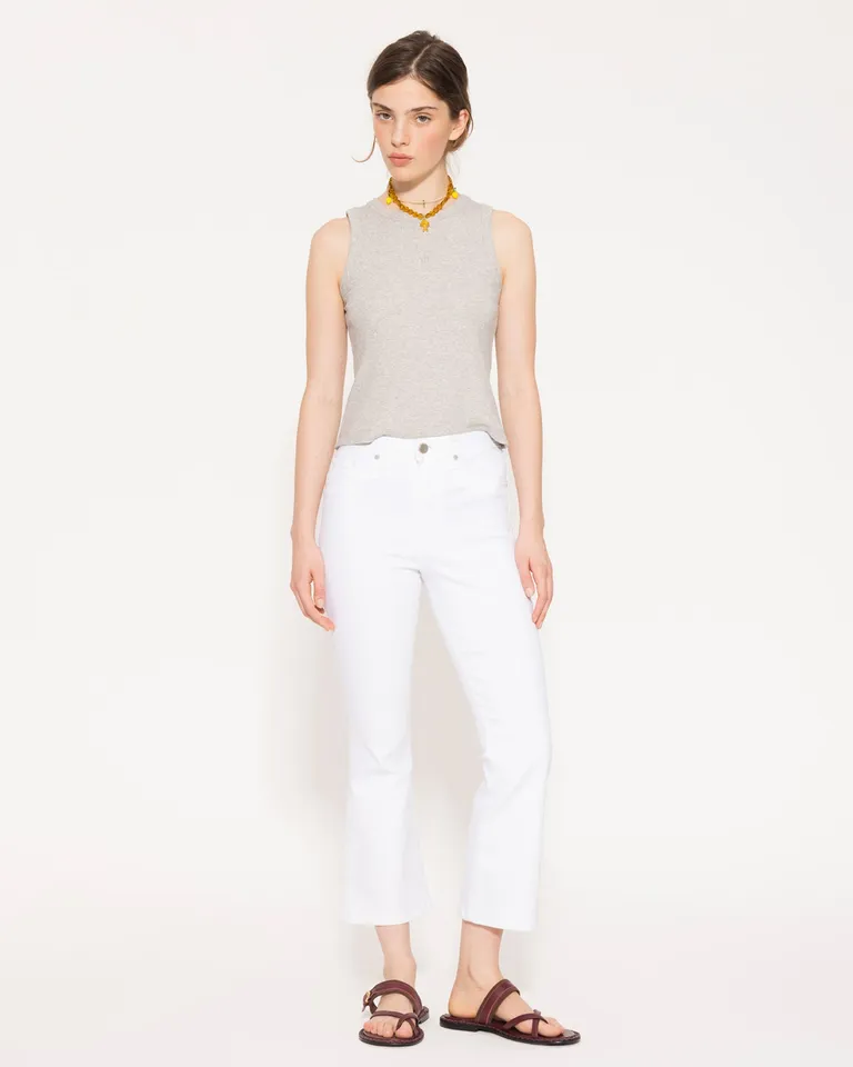 Jeans Cropped de Tiro Medio en Color Blanco de Jazmin Chebar en Pantalones para argentina