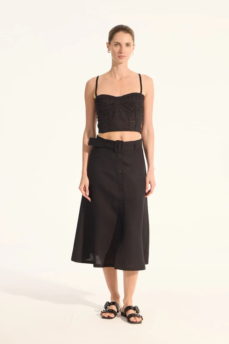 Falda negra midi de corte recto para mujer de Portsaid en Faldas para argentina
