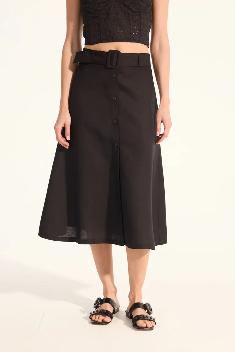 Falda negra midi de corte recto para mujer de Portsaid en Faldas para argentina