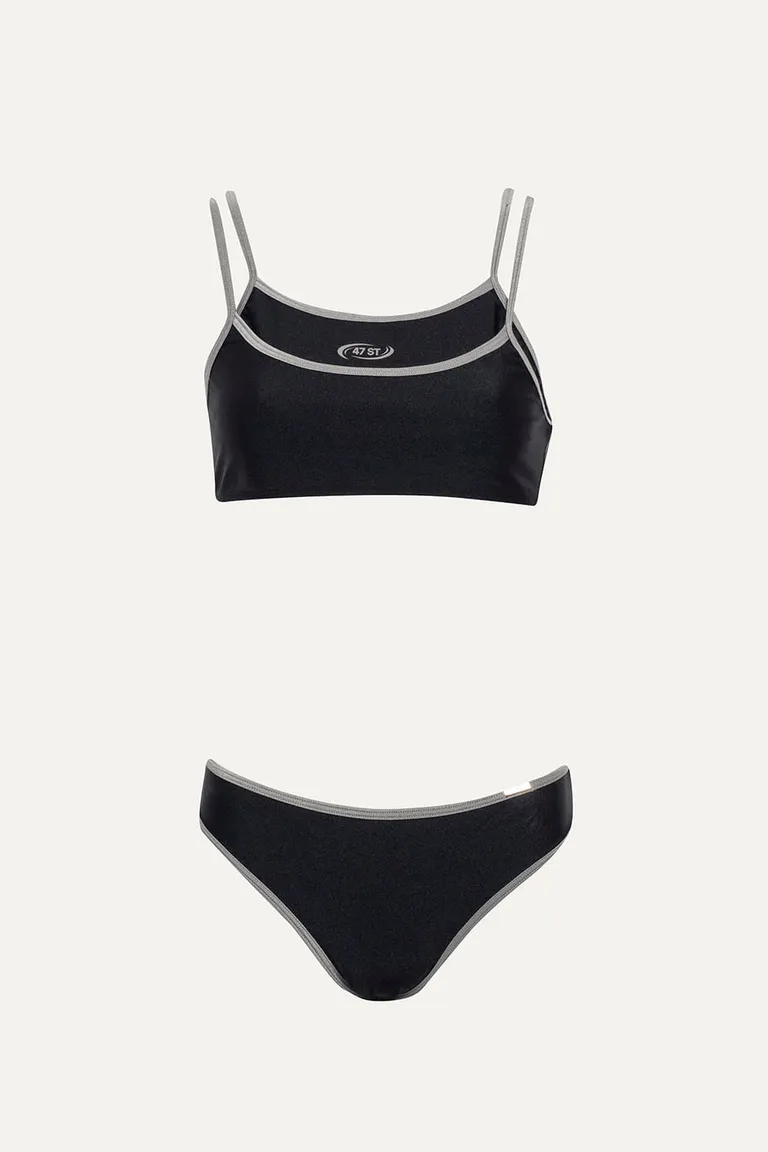 Conjunto de bikini de dos piezas en lycra con diseño brillante y corte clásico de 47 Street en Swimwear y Beachwear para argentina