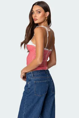 Corset ajedrez encaje peekaboo de Edikted en Tops para argentina