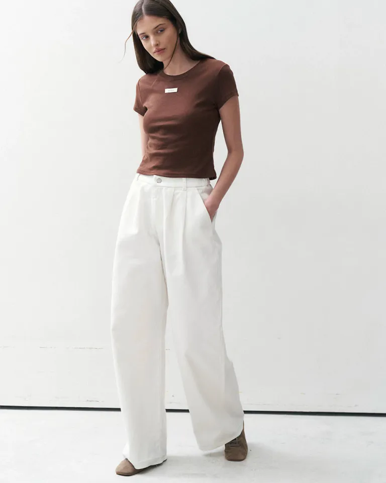 Pantalones de pierna ancha con doble pinza y elástico en la espalda de Sky en Pantalones para argentina