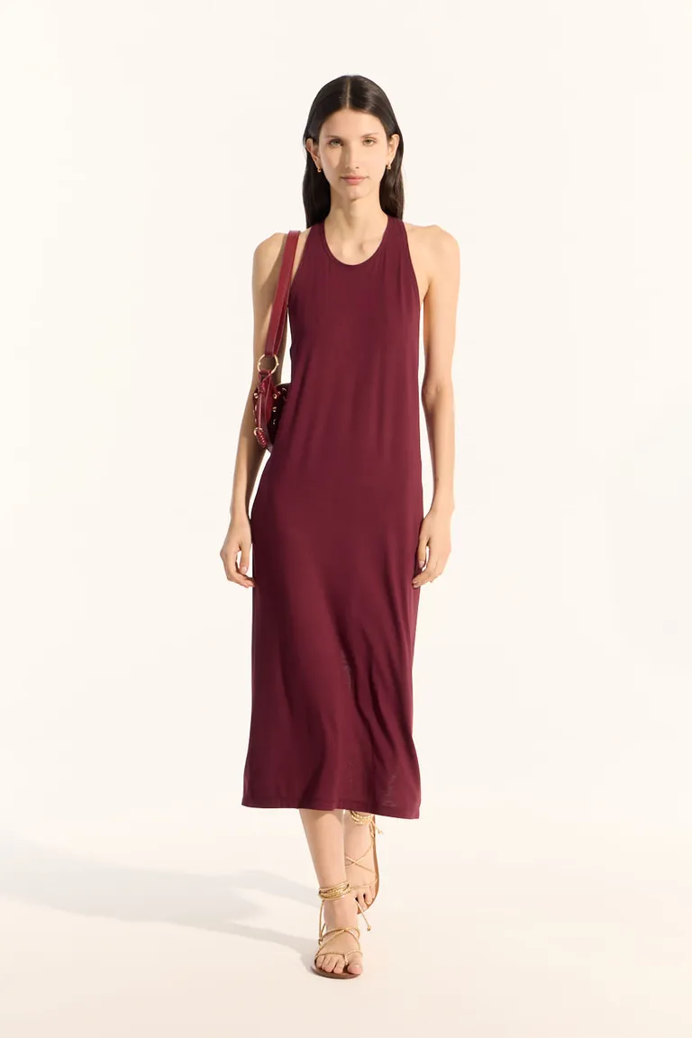 Vestido de punto musculosa rojo con detalle torzado en la espalda de Portsaid en Vestidos para argentina