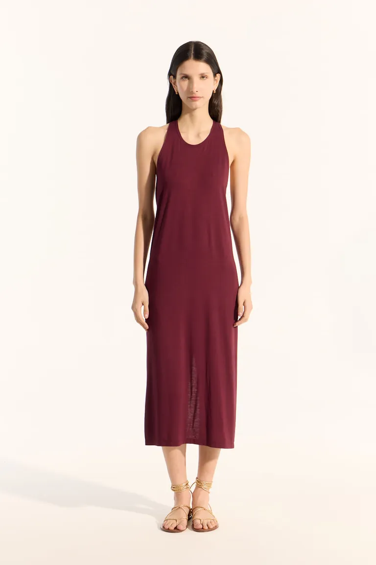 Vestido de punto musculosa rojo con detalle torzado en la espalda de Portsaid en Vestidos para argentina