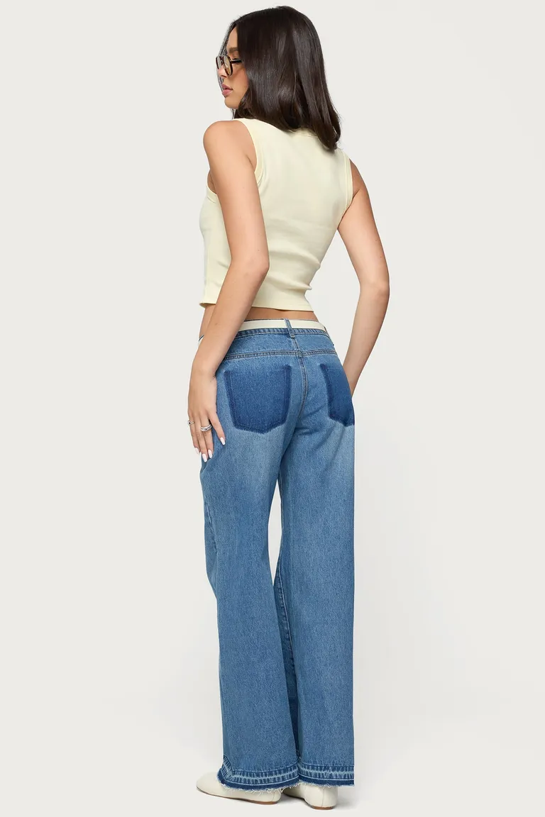 Jeans acampanados tiro bajo nerissa de Edikted en Pantalones para argentina