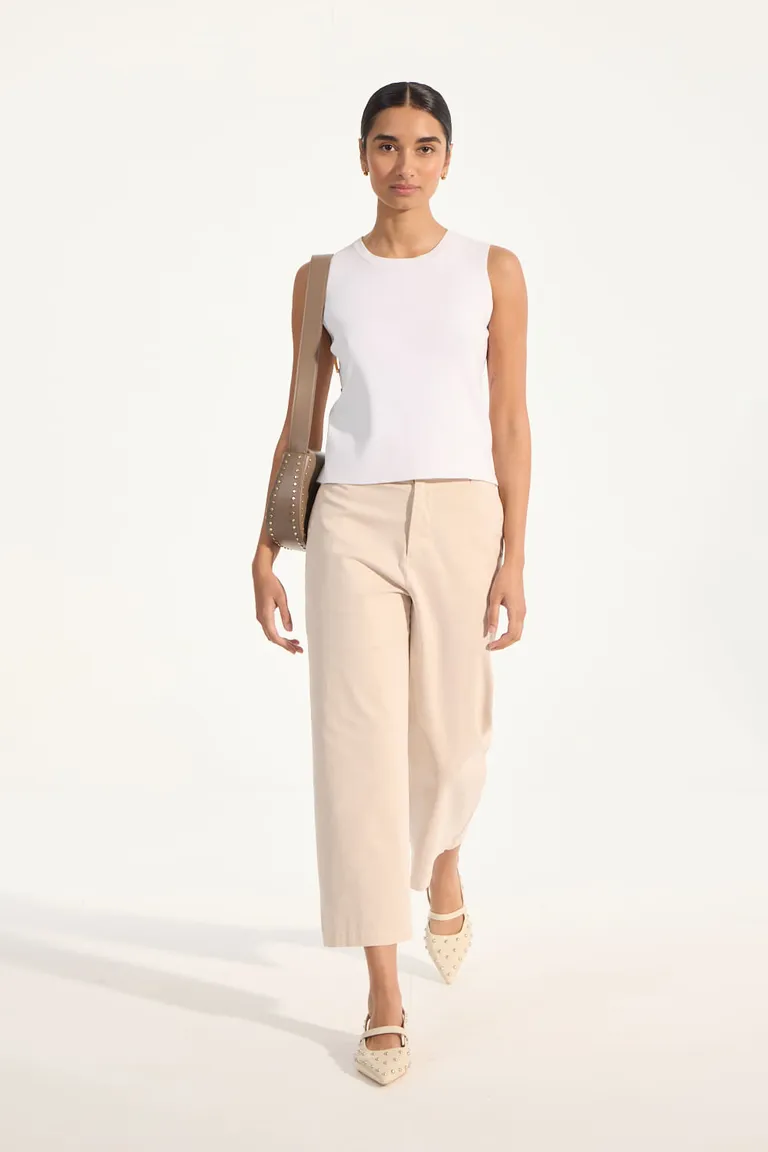 Pantalón wide leg de tiro alto en tonalidad beige, con lavado garment dye de Portsaid en Pantalones para argentina