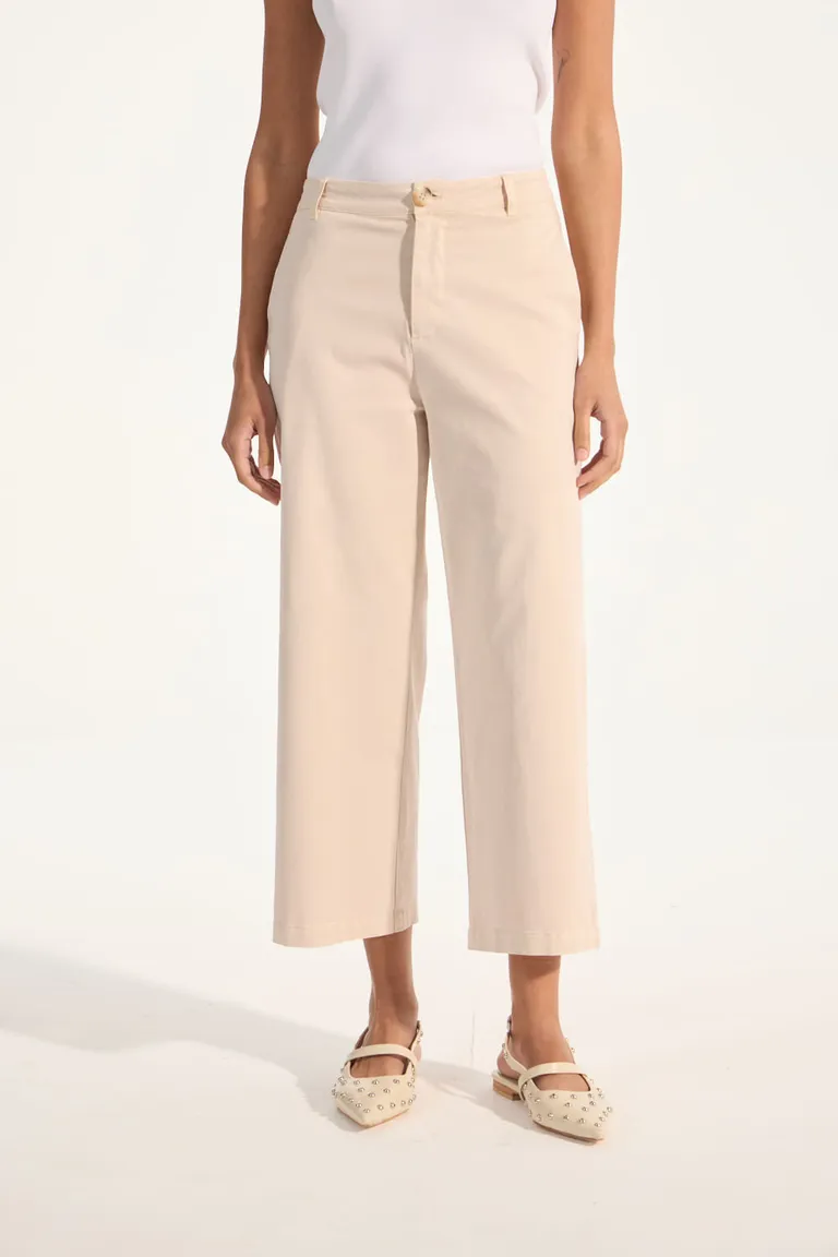 Pantalón wide leg de tiro alto en tonalidad beige, con lavado garment dye de Portsaid en Pantalones para argentina