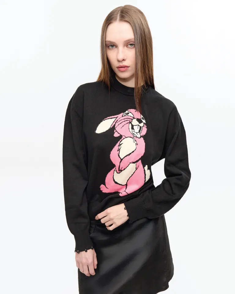 Sweater negro con diseño gráfico central de calce regular para mujer de Ay Not Dead en Buzos y Sweaters para argentina