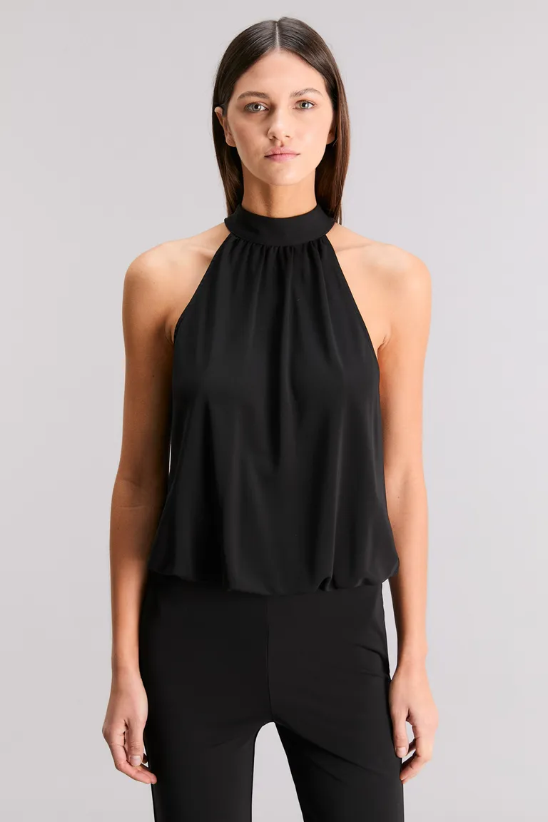 Top halter negro para mujer de diseño sofisticado y elegante de Kosiuko en Tops para argentina