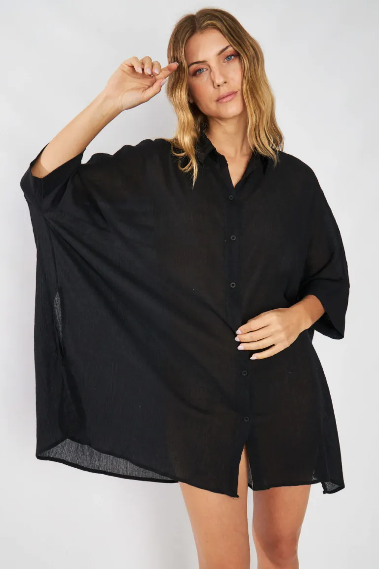 Camisa amplia de corte holgado y manga corta con espalda en canesú de Belle en Camisas para argentina