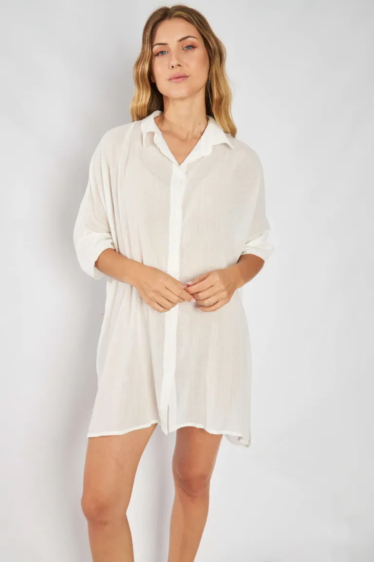 Camisa amplia de corte holgado y manga corta con espalda en canesú de Belle en Camisas para argentina