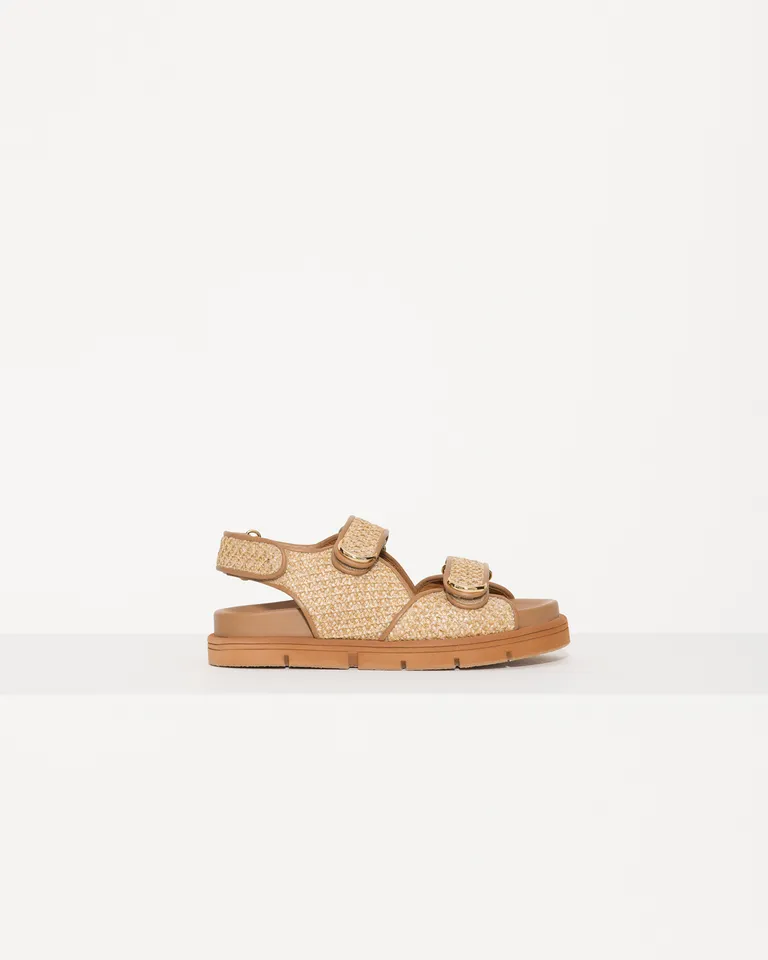 Sandalias de rafia y cuero con tiras ajustables para un look fresco y cómodo de Jazmin Chebar en Sandalias para argentina