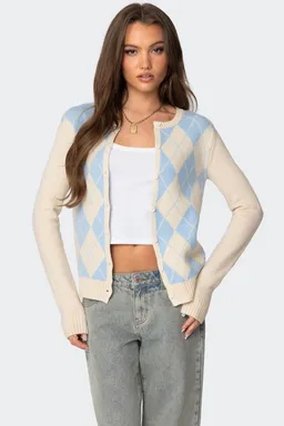 Cárdigan maybelle estampado argyle de Edikted en Buzos y Sweaters para argentina