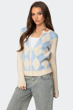 Cárdigan maybelle estampado argyle de Edikted en Buzos y Sweaters para argentina