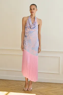 Vestido asimétrico bordados flecos de Mango en Vestidos para argentina