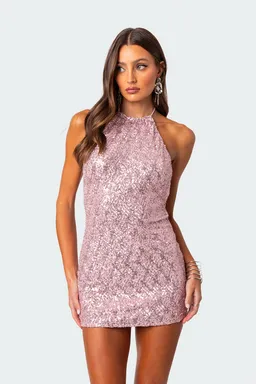 Mini vestido halter lentejuelas de Edikted en Vestidos para argentina