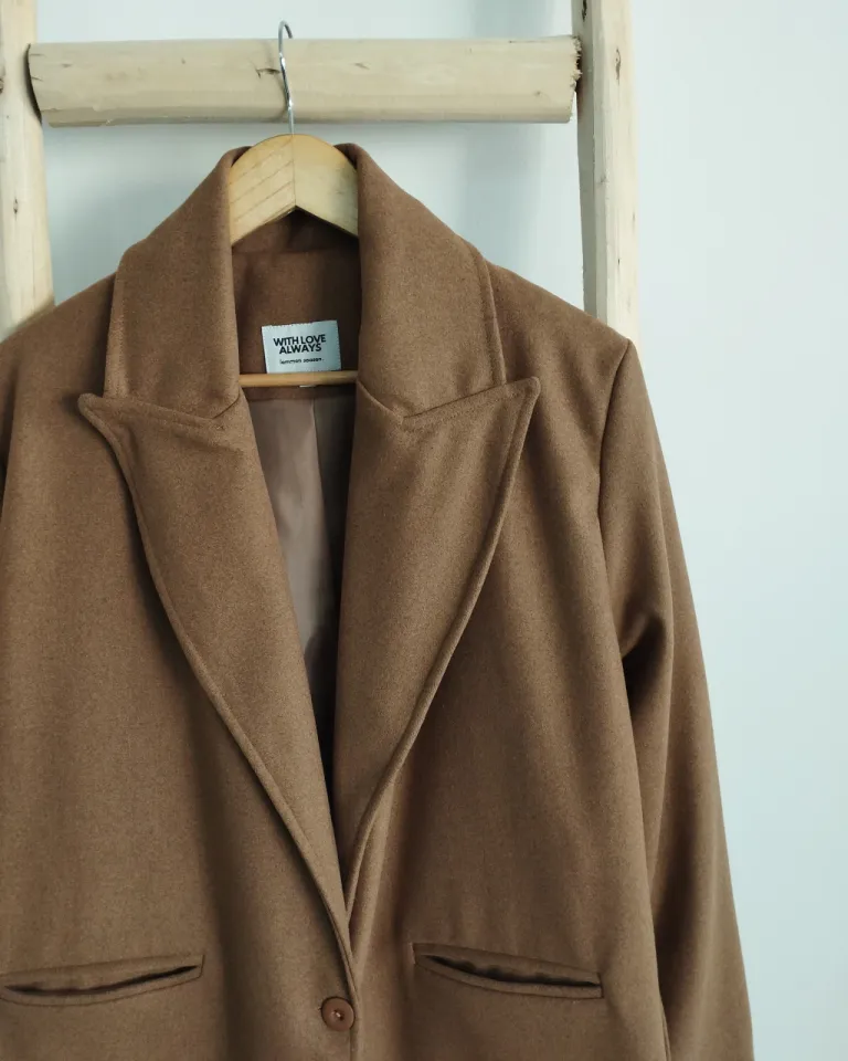 Tapado Paris: Abrigo de paño con bolsillos y lazo bordado para mujer de Lemmon en Tapados para argentina