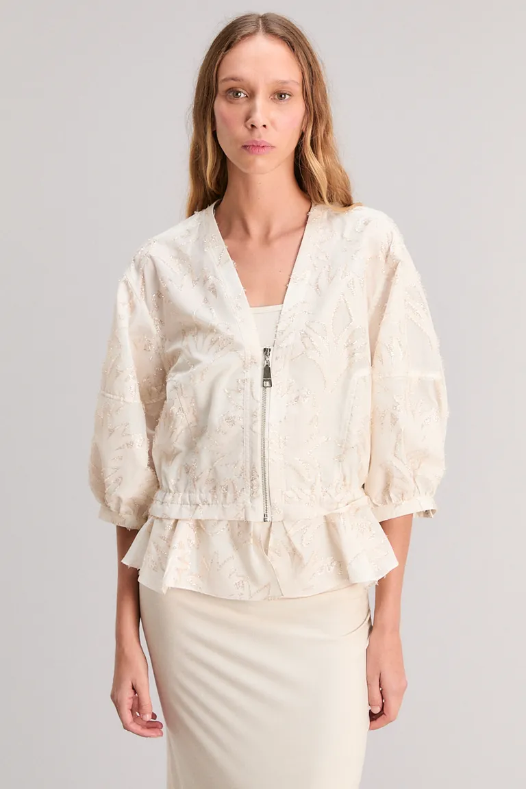 Chaqueta de verano en voile de algodón y lurex con diseño exclusivo y calce regular hasta la cadera de Kosiuko en Chaquetas para argentina