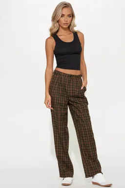 Pantalón ancho escocés verde de Fashion Nova en Pantalones para argentina