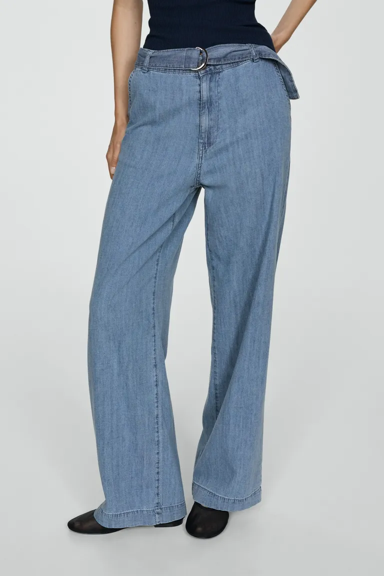 Pantalón fluido wideleg cinturón de Mango en Pantalones para argentina