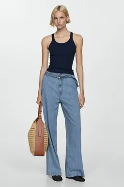 Pantalón fluido wideleg cinturón de Mango en Pantalones para argentina