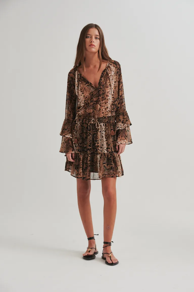 Falda estampado snake con volados para un look fresco y chic de Sweet en Faldas para argentina