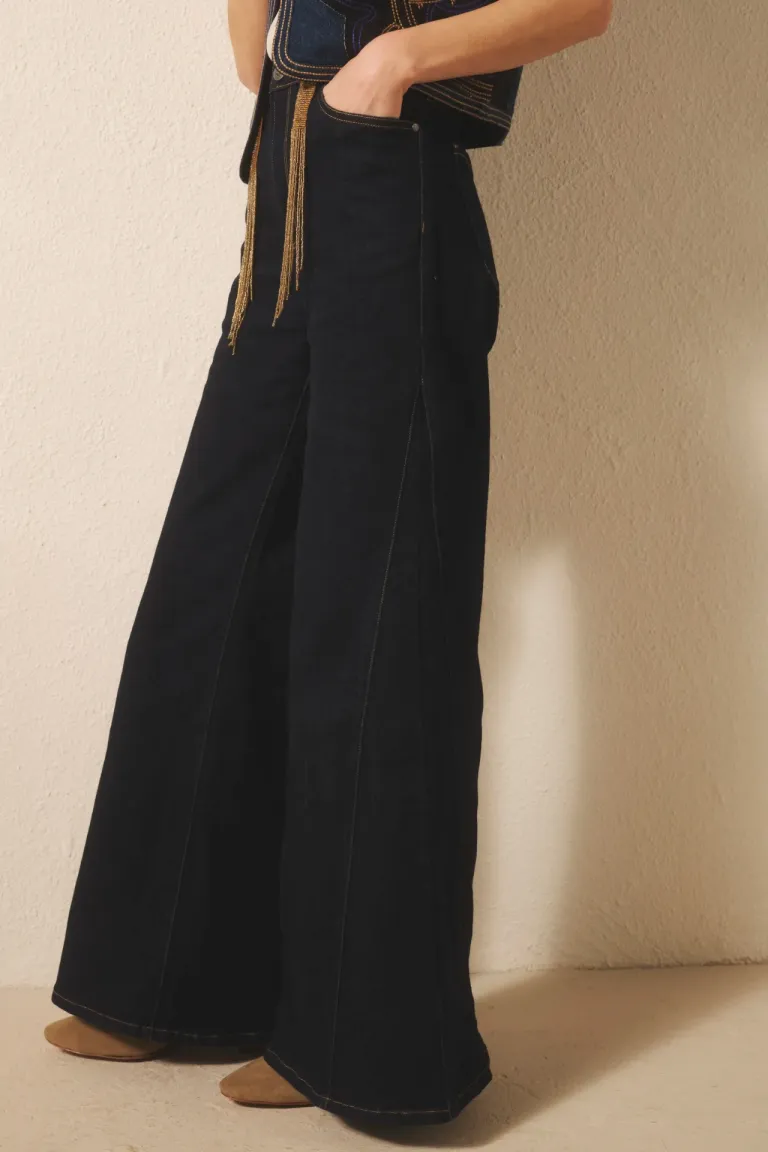 Pantalón de corte oxford amplio de tiro medio en color azul raw de Rapsodia en Pantalones para argentina