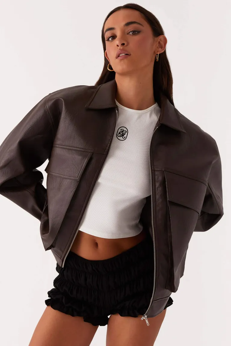 Chaqueta bomber lula cuero sintético chocolate de Peppermayo en Chaquetas para argentina
