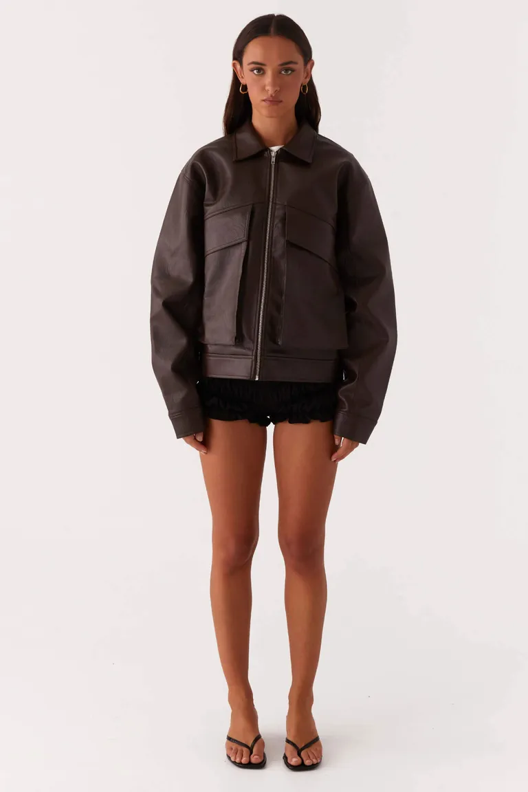 Chaqueta bomber lula cuero sintético chocolate de Peppermayo en Chaquetas para argentina
