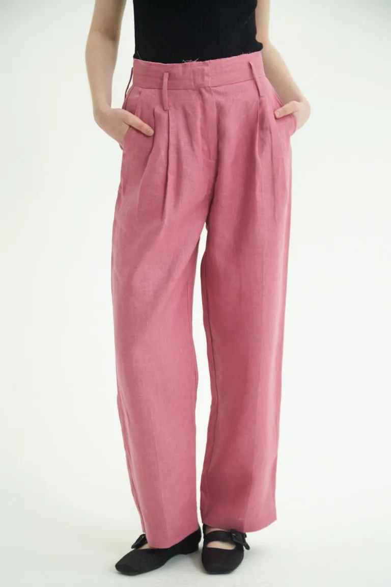 Pantalón de corte relajado y estilo sofisticado en tela de lino premium de Las Pepas en Pantalones para argentina