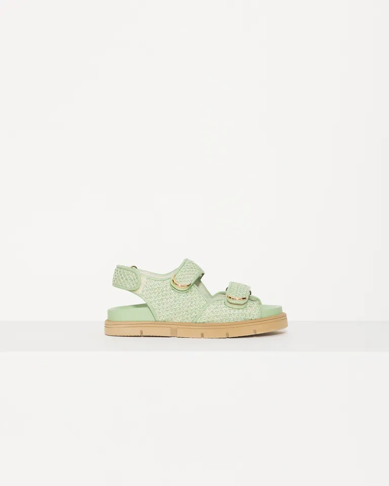 Sandalias de rafia y cuero con detalles modernos y cómoda suela de caucho de Jazmin Chebar en Sandalias para argentina