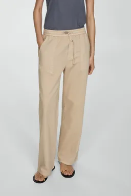Pantalón algodón cintura elastizada de Mango en Pantalones para argentina