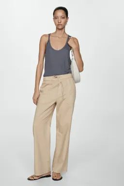 Pantalón algodón cintura elastizada de Mango en Pantalones para argentina