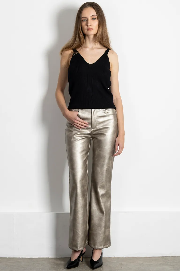 Pantalón de corte ancho y pierna amplia en color plateado de Kill en Pantalones para argentina