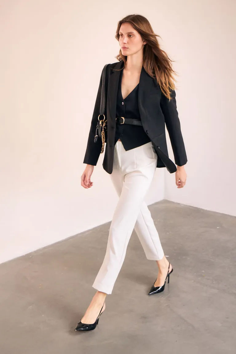 Pantalón sastre de corte slim en color blanco para mujeres de Portsaid en Pantalones para argentina